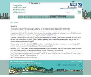 Greenwich: Innovative technology supports GPs to make right decision first time - Consultant Connect
