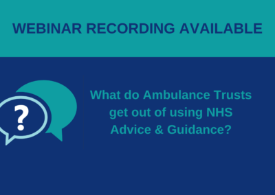 What do Ambulance Trusts get out of using A&G? – Webinar