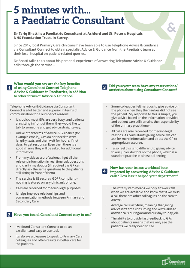 5 minutes with... a Paediatric Consultant